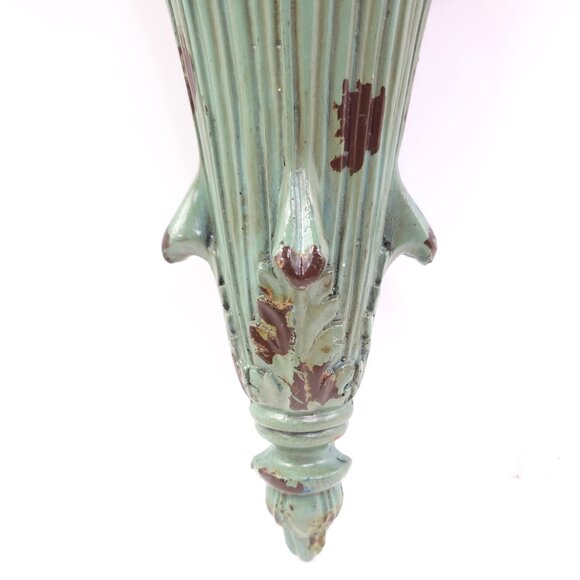 Hobby Lobby Dark Seafoam Color Distressed Rococo-Style Mounted Shelf - Picture 5 of 8